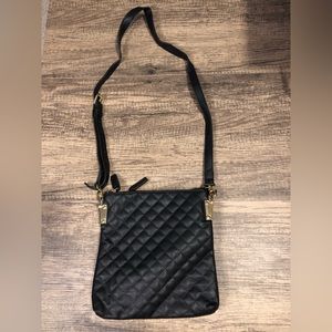 EUC Black Quilted Faux Leather Bag